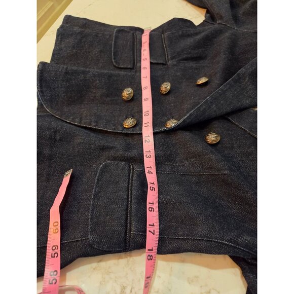 Lauren Jeans Co Ralph Lauren Petite PL Blue Denim Double Breasted Jacket Blazer - Picture 8 of 13
